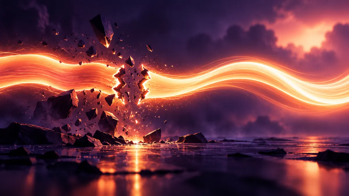Abstract illustration of a torn band of light smoothing into a continuous wave.